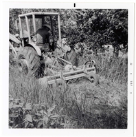 Construction vehicle cleaning and clearing in campground area.