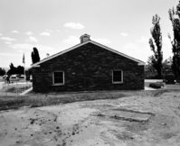 The north end of the new Tribal and National Park Service Visitor Center building at the time of the dedication and 50th anniversary of Pipe Spring National Monument.