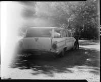 Falcon station wagon involved in accident at Zion Lodge with Utah Parks Company garbage truck.