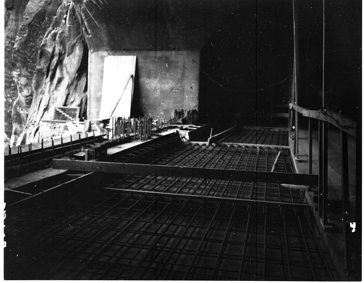 Repair work being done in Zion-Mt. Carmel tunnel at place of rock fall damage Gallery #3.