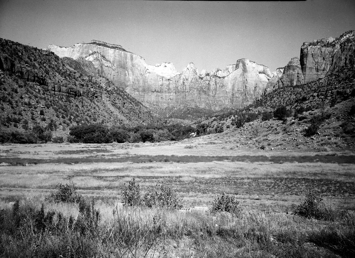 Exhibit material: scenic view, Oak Creek Canyon from patio of Visitor Center.