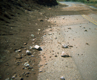 Color Photos of rock slides in Kolob Canyon.