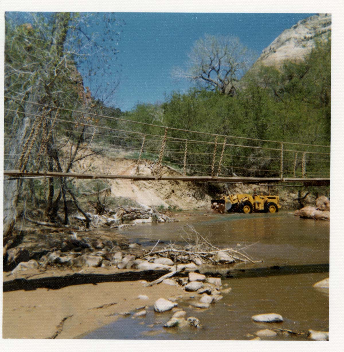 Color photos of channel clearing and bank stabilization along the Virgin River near Birch Creek.