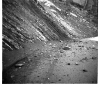 BW photos of rock slides in Kolob Canyons - 110mm.