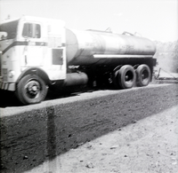 Construction vehicle during chipsealing of Kolob Canyon Road.