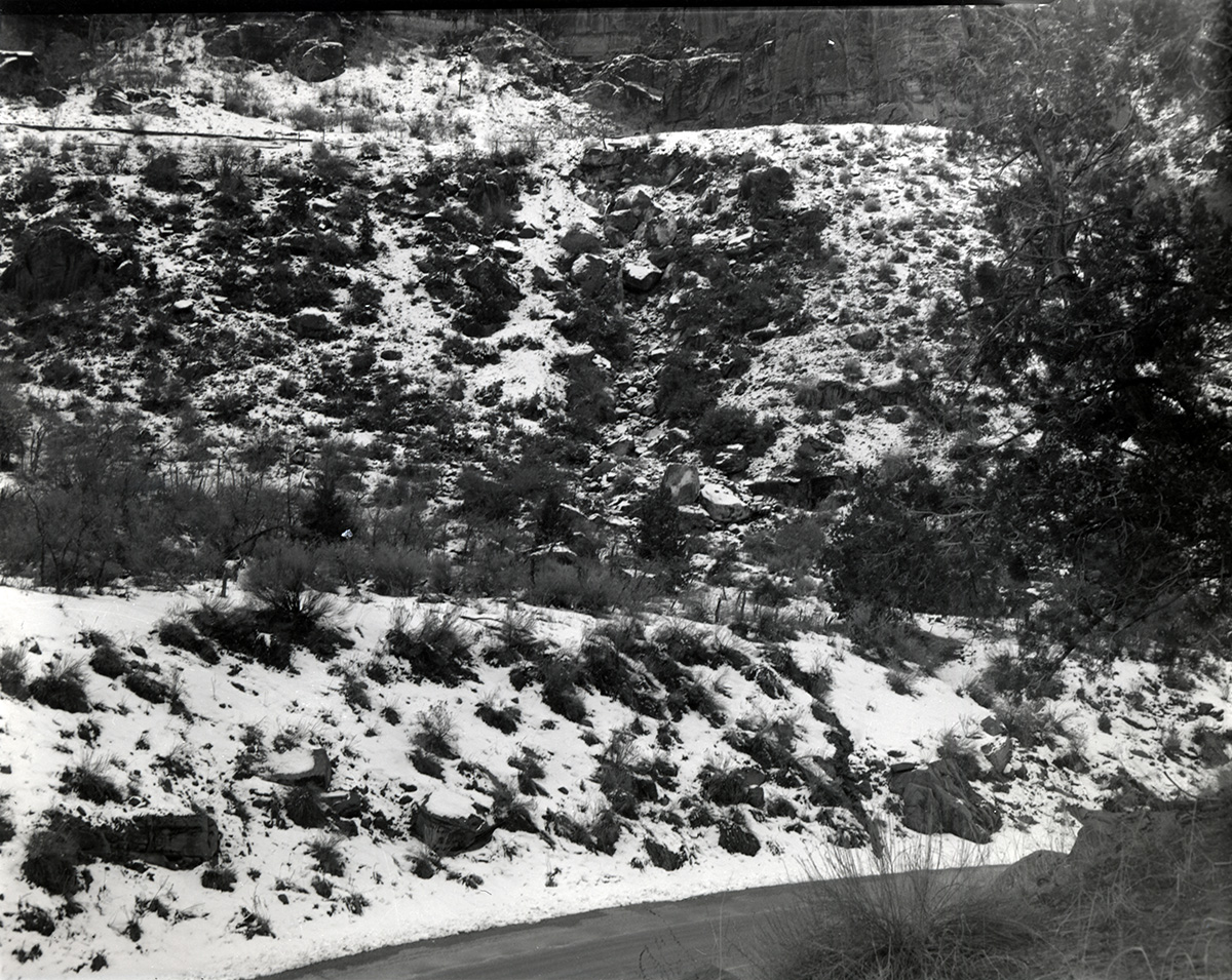Landscape along side of road during road work.