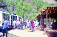 Color Photos of the official launch of the Zion shuttle system- same day as the new visitor center opening.