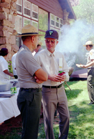 Color Photos of the parks 72nd anniversary celebrations- cake cutting, barbecue, speakers.
