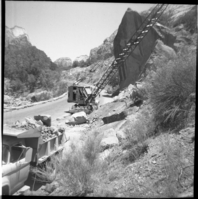 BW photo of rock slide near Echo Rock - 2.5" x 2.5".