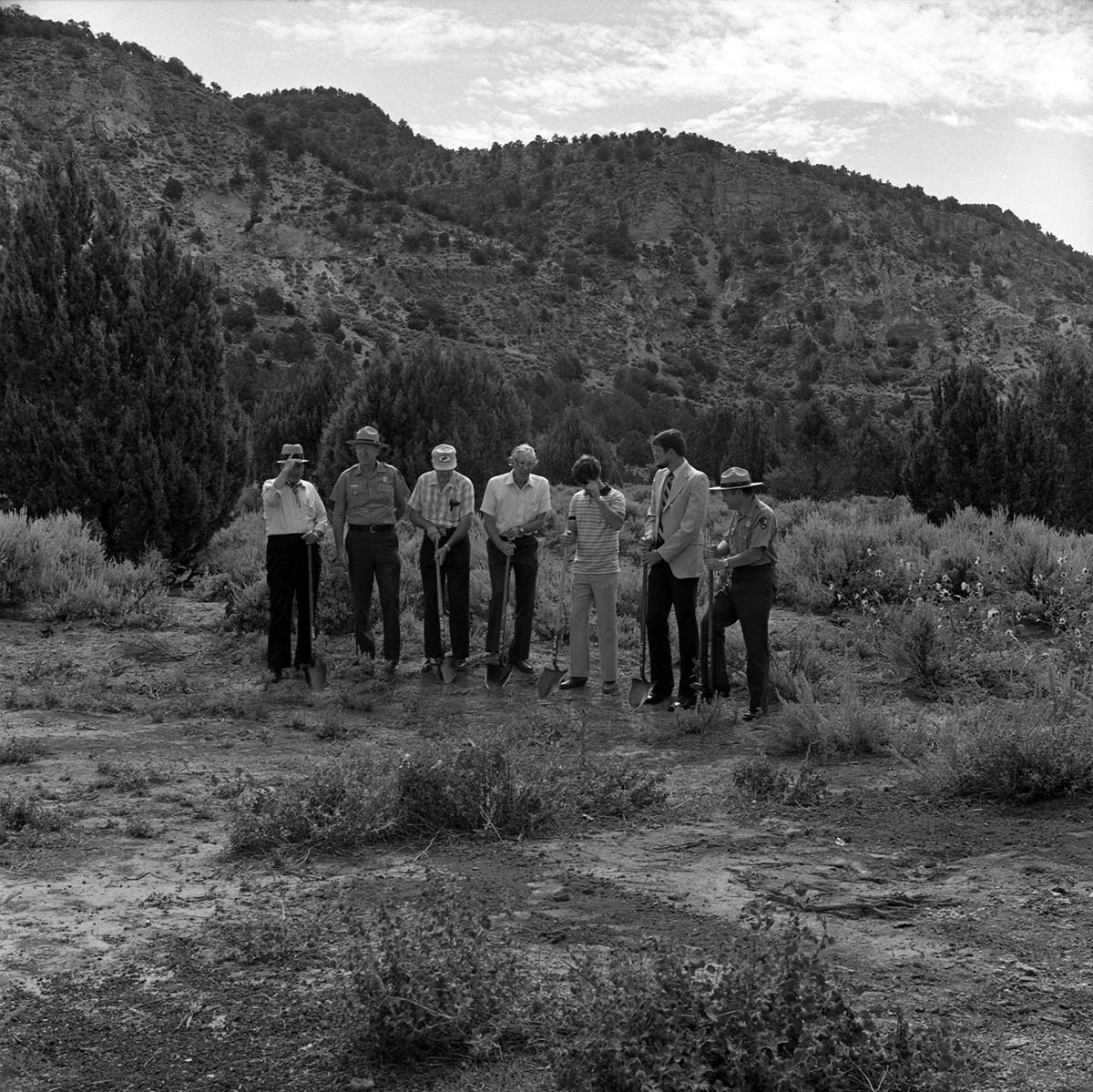 BW Photos of the groundbreaking ceremony for the Kolob Canyons Visitor Center.