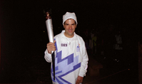 Color Photos of the ceremony surrounding the Olympic Torch passing through Zion.