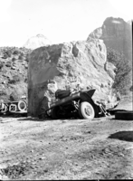 60-ton boulder that rolled through Building 83 and smashed a new pickup and other equipment.
