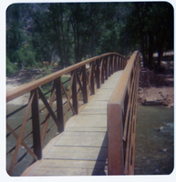Arrival and emplacement of three new footbridges in Zion Canyon.