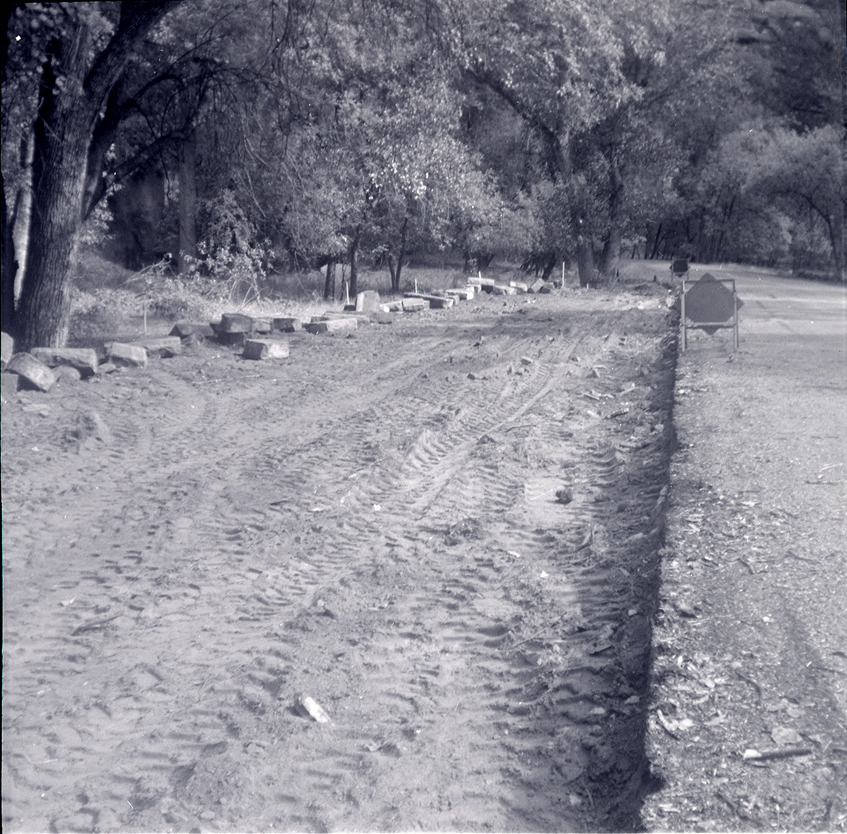 Dirt road work along the scenic canyon drive near the Grotto.