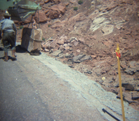 Color Photos of rock slides in Kolob Canyon.