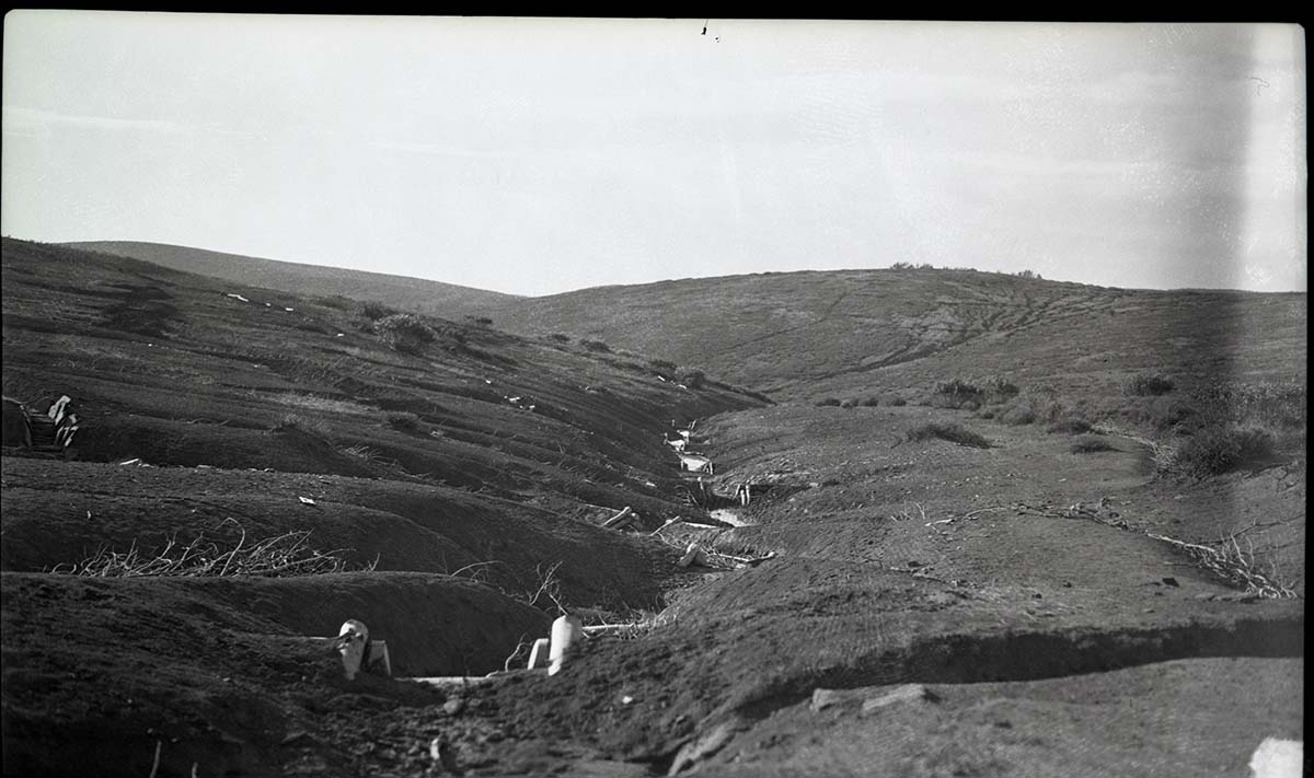 Misuse of public lands- irrigation ditch with eroded gullies on Kolob Plateau.
