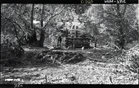 Bridge Across Virgin River with several Civilian Conservation Corps (CCC) workers constructing log structure.