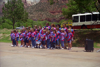 Color Photos of the official launch of the Zion shuttle system- same day as the new visitor center opening.
