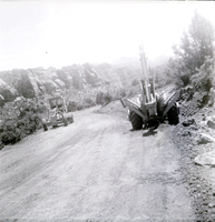 Tractors working on constructing the road along the scenic canyon drive near the Grotto.