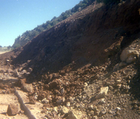 Color Photos of rock slides in Kolob Canyon.