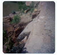 Area being cleared to construct abutment for new Grotto footbridge.