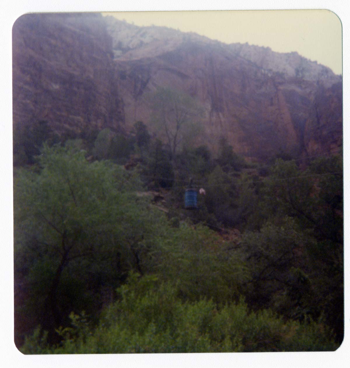 Construction equipment for Wiley Tank being transported on tramline.