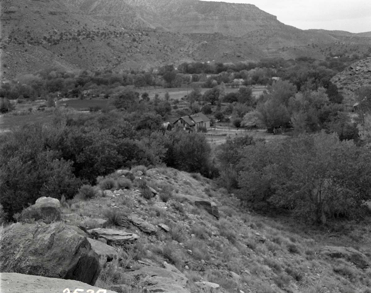 Marie Crawford property east of Virgin River, south of park entrance, appraisal of property pending government purchase.