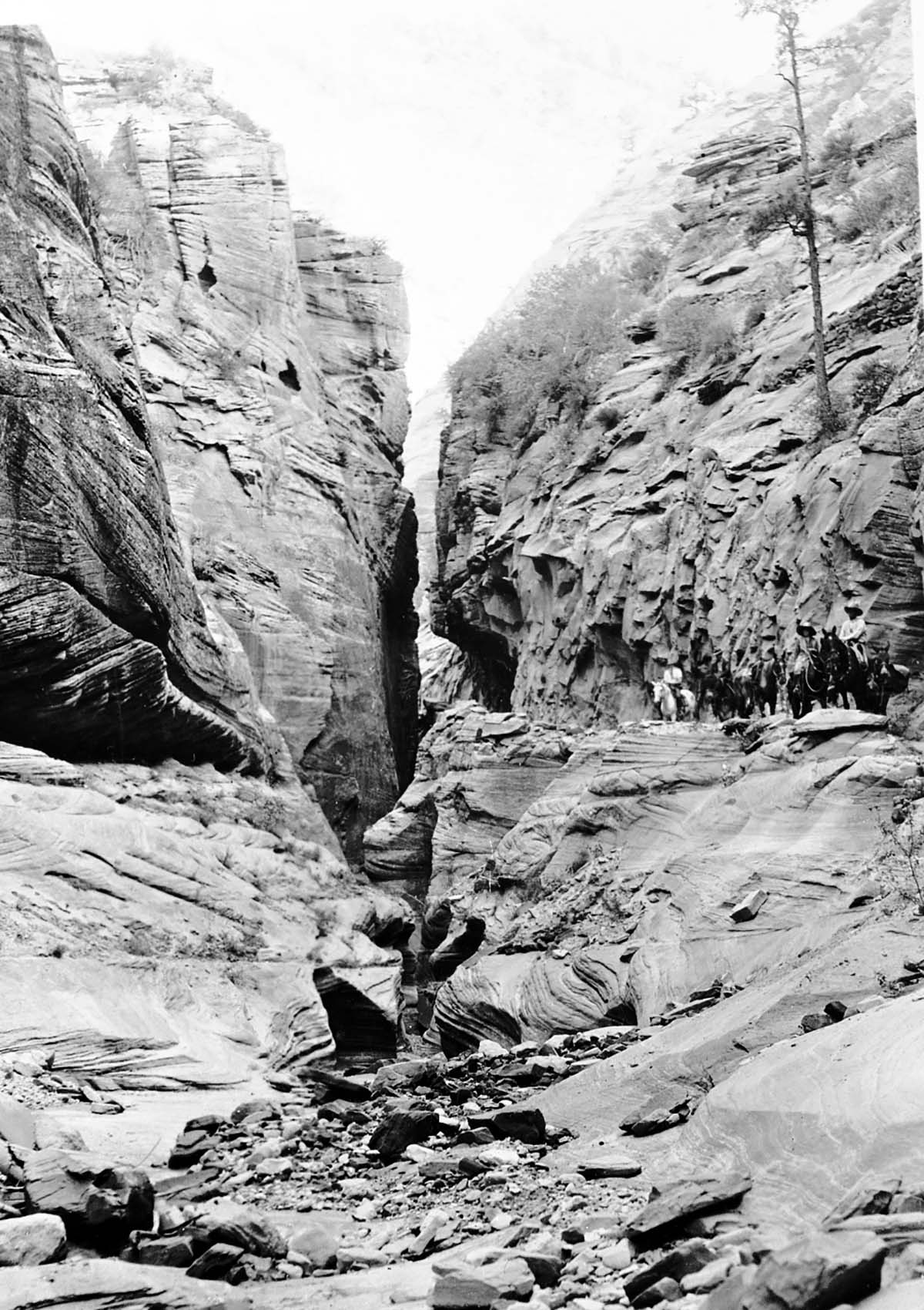 Horseback party riding through Echo Canyon, September 12, 1929.