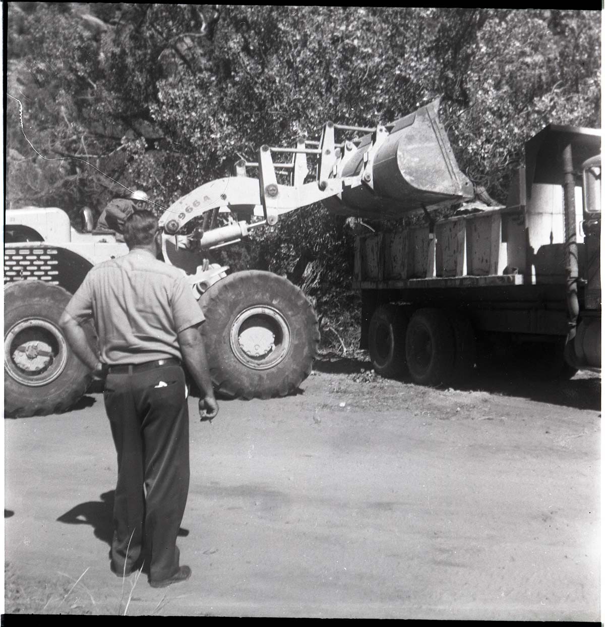 BW photo of rock slide near Echo Rock - 2.5" x 2.5".