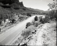 General view of road work near visitor center looking south.