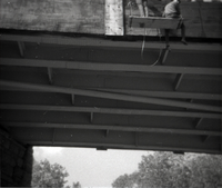 Men working on Canyon Junction vehicle bridge.
