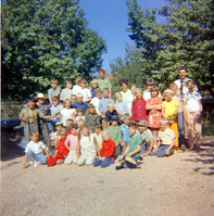 Elementary school group during the 'Litter School' held at the maintenance yard.