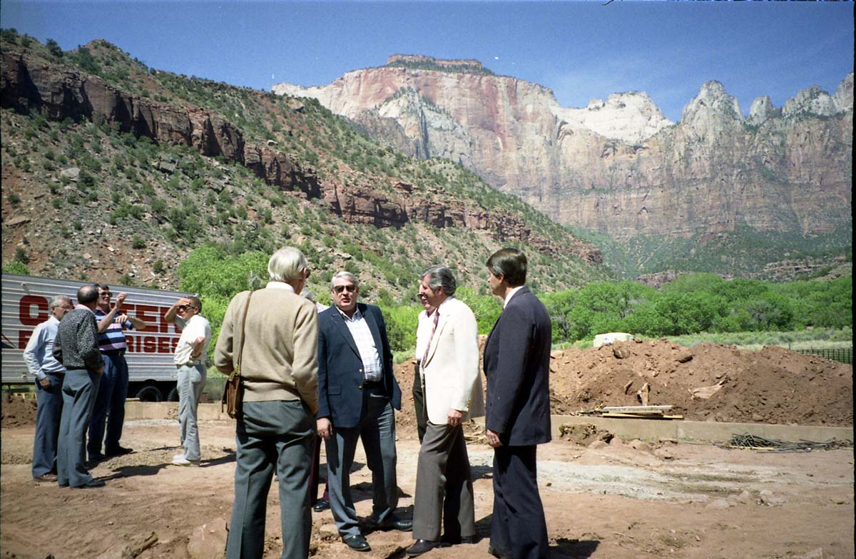 Color Photos of groundbreaking ceremony for remodeling of headquarters / visitor center building.