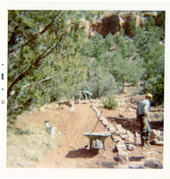 Man doing trail work on trail in Zion.
