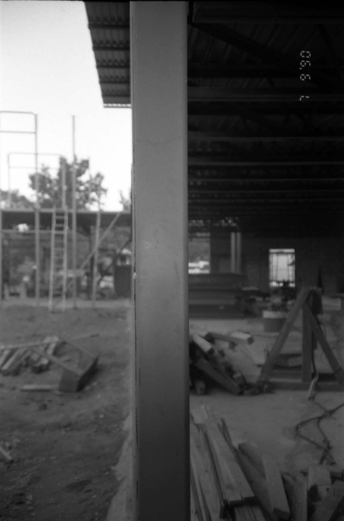 Support bar during the construction of headquarters addition.