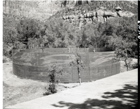 Worker welding during construction of million gallon water tank at Birch Creek.