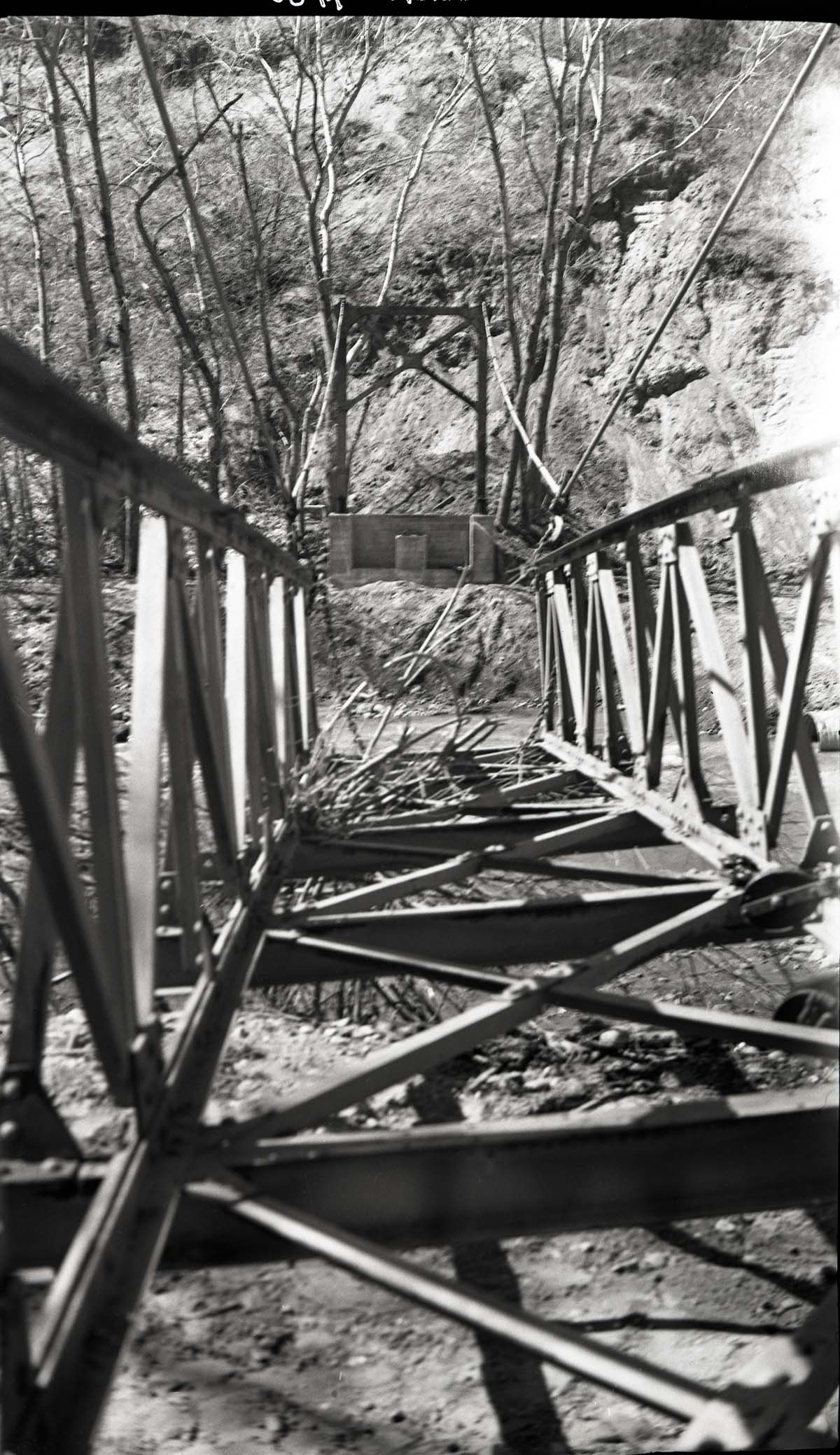Bridge on Emerald Pools Trail during construction.