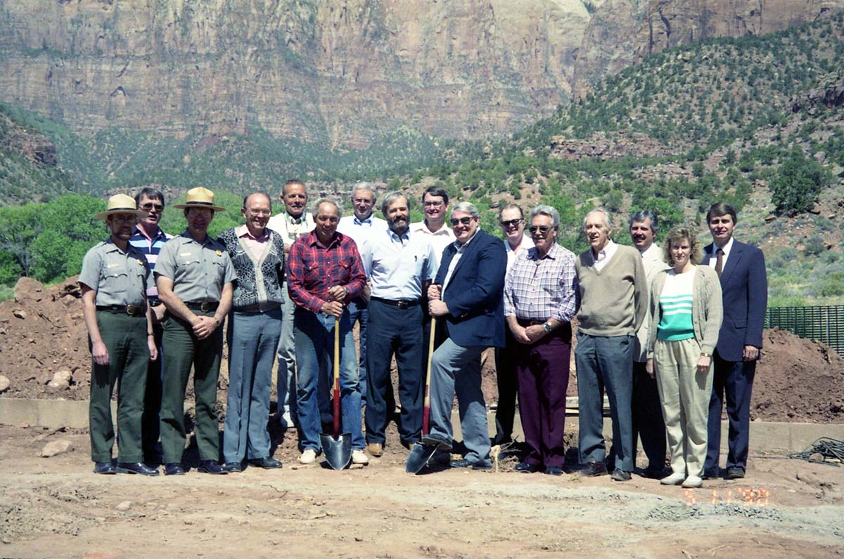 Color Photos of groundbreaking ceremony for remodeling of headquarters / visitor center building.