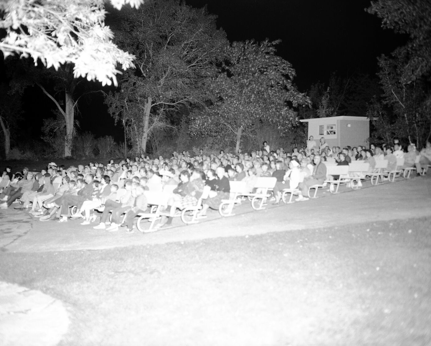 Campers enjoying evening program at South Campground amphitheater.