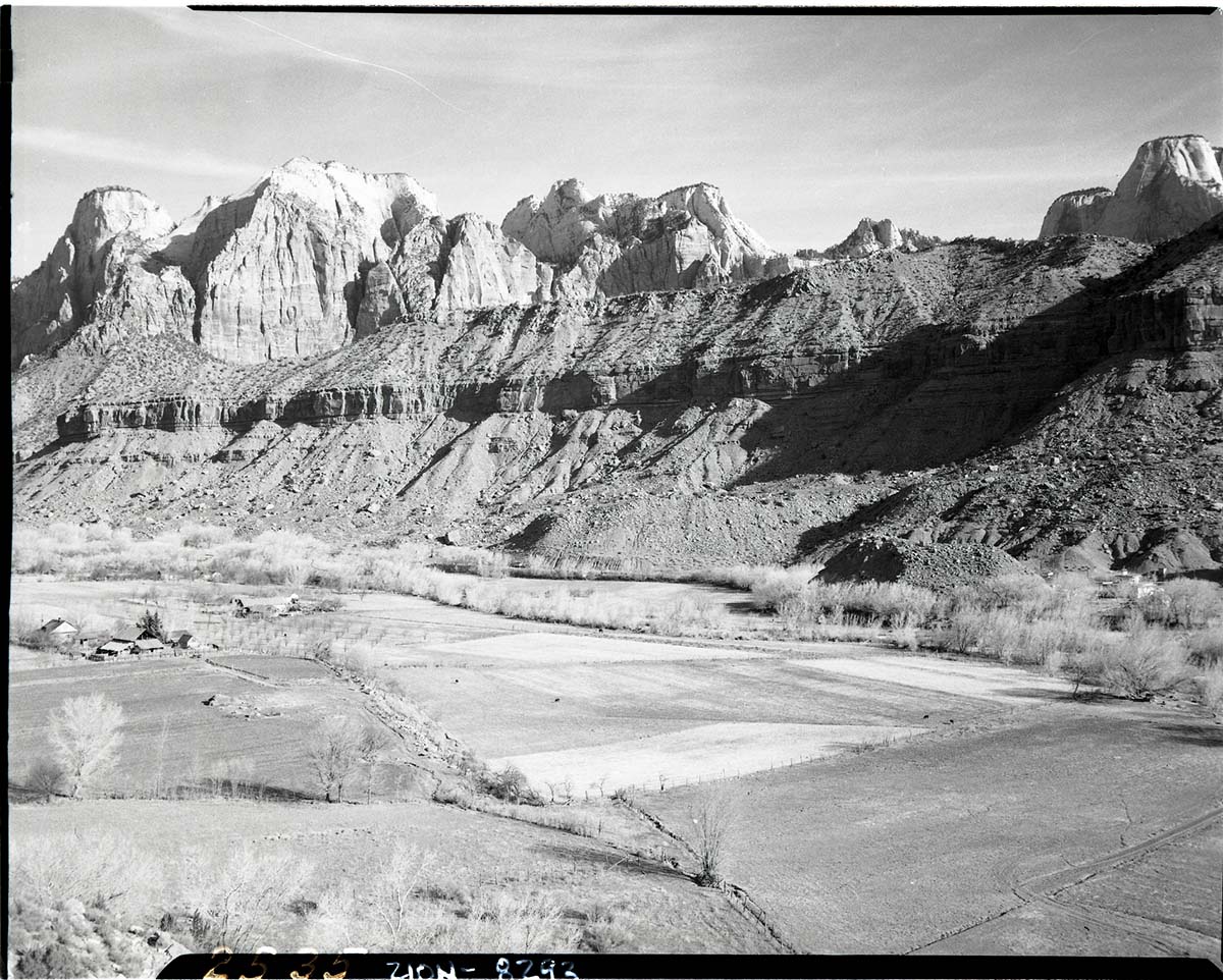 Arden Schieffer's property east of Virgin River, south of park boundary with barn