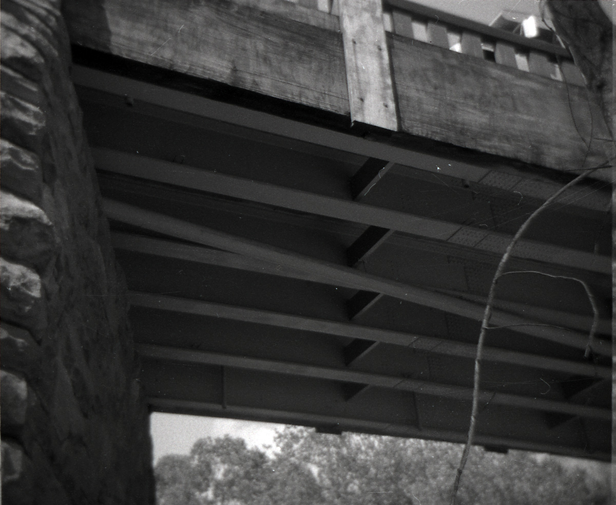 Underside of Canyon Junction vehicle bridge during construction.
