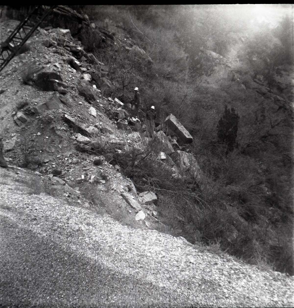 BW photos of rock slides in Kolob Canyons - 2x2.