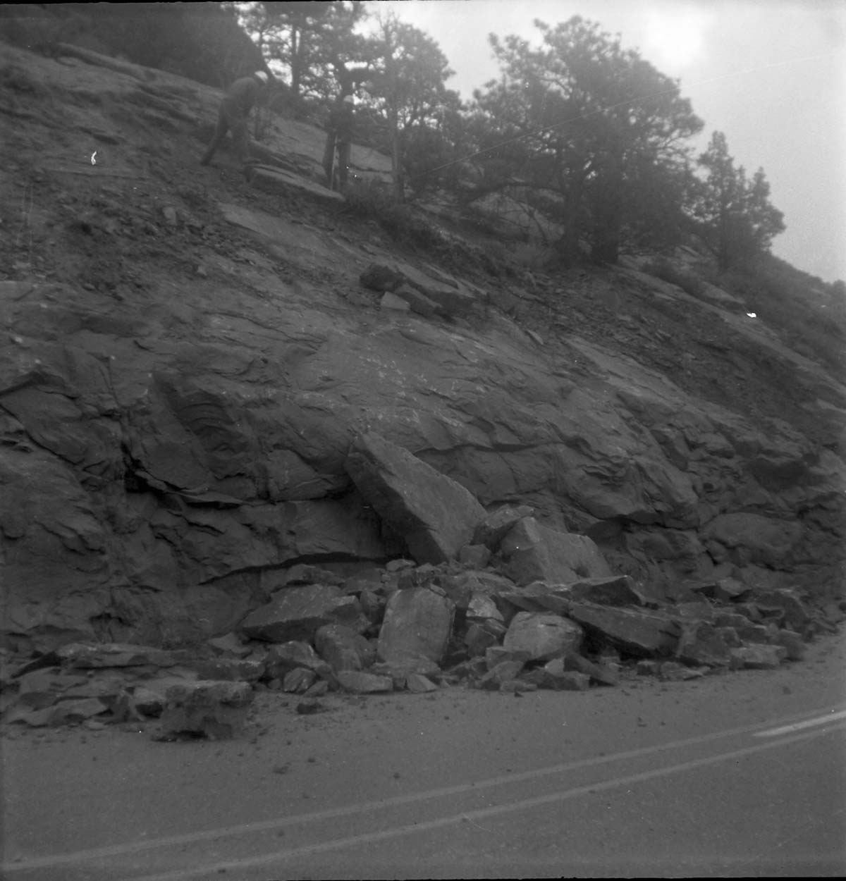 BW photos of rock slides in Kolob Canyons - 2x2.