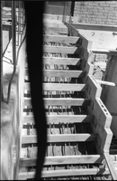 Staircase being built during the construction of headquarters addition.