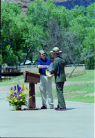 Color Photos of the opening celebration for the new visitor center - Same day as the official shuttle launch.