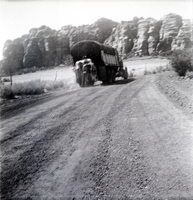 Construction vehicle during chipsealing of Kolob Canyon Road.