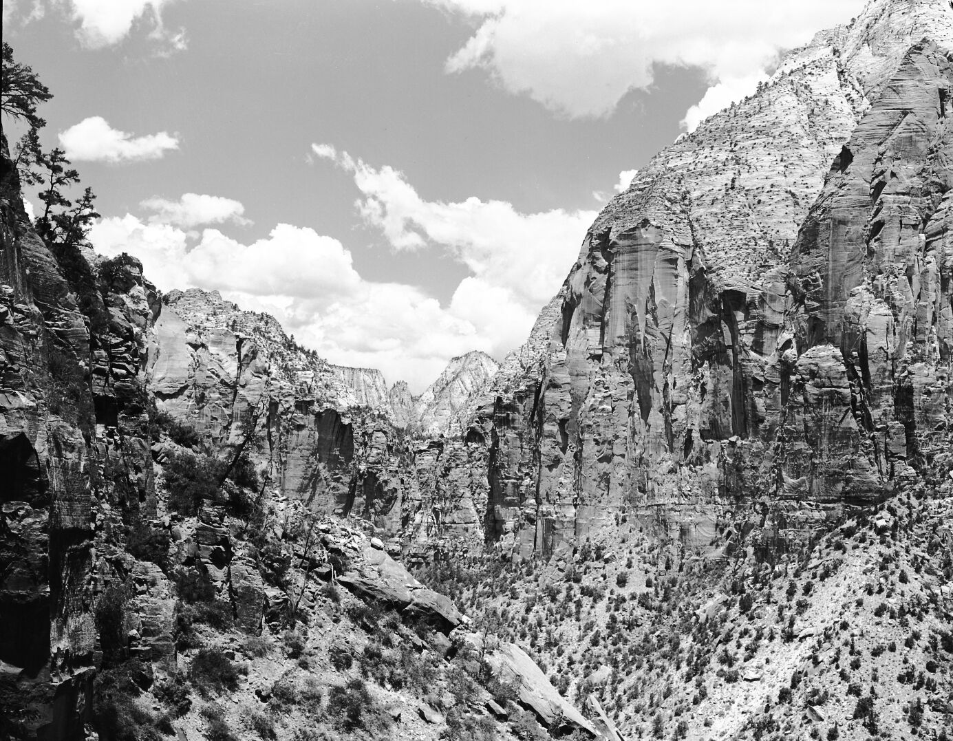 View east along top wall of East Temple.