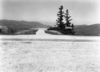 The walkway and railings of 'Sunset View' overlook along the rim road (desert view). Taken as a record of project completion.