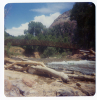 The Zion Lodge footbridge during emplacement.