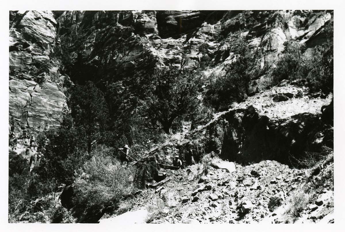 BW Photo of rock slide near echo rock - 35MM.